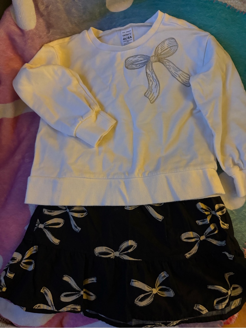 Carter's White Bow-Accent Girls Top